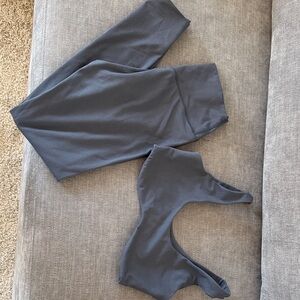 Joah Brown Charcoal Gray Leggings with Matching Crop Top